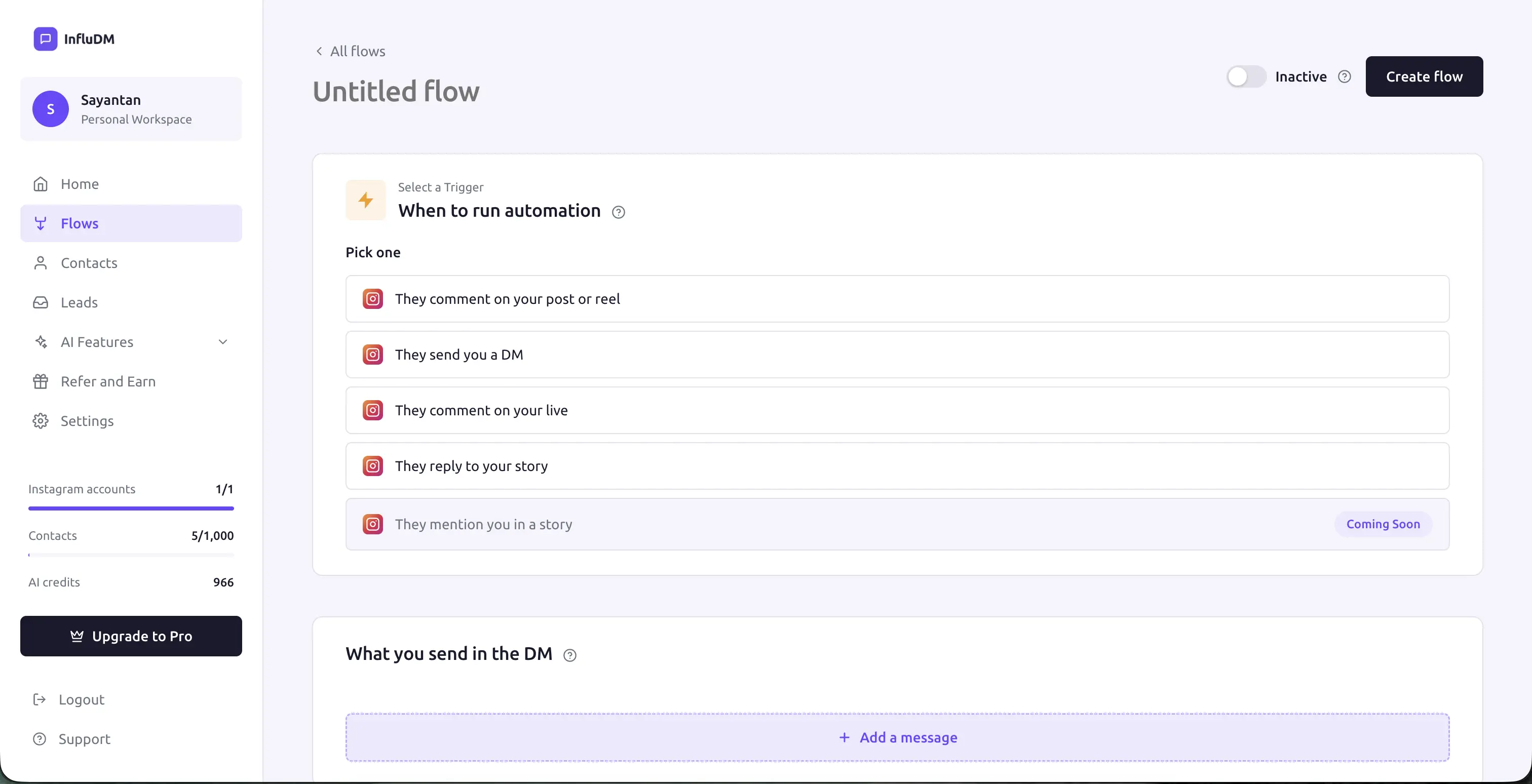 The flow builder